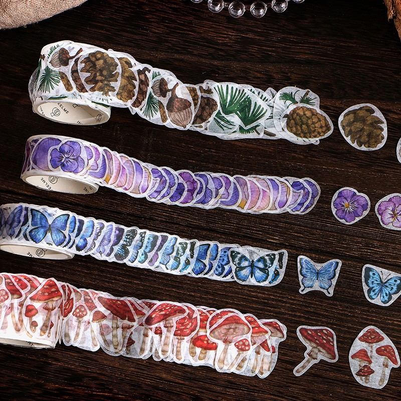 

(100pcs) Die Cutting Washi Sticker Tape Seri Retro Vintage Dekorasi Journal DIY