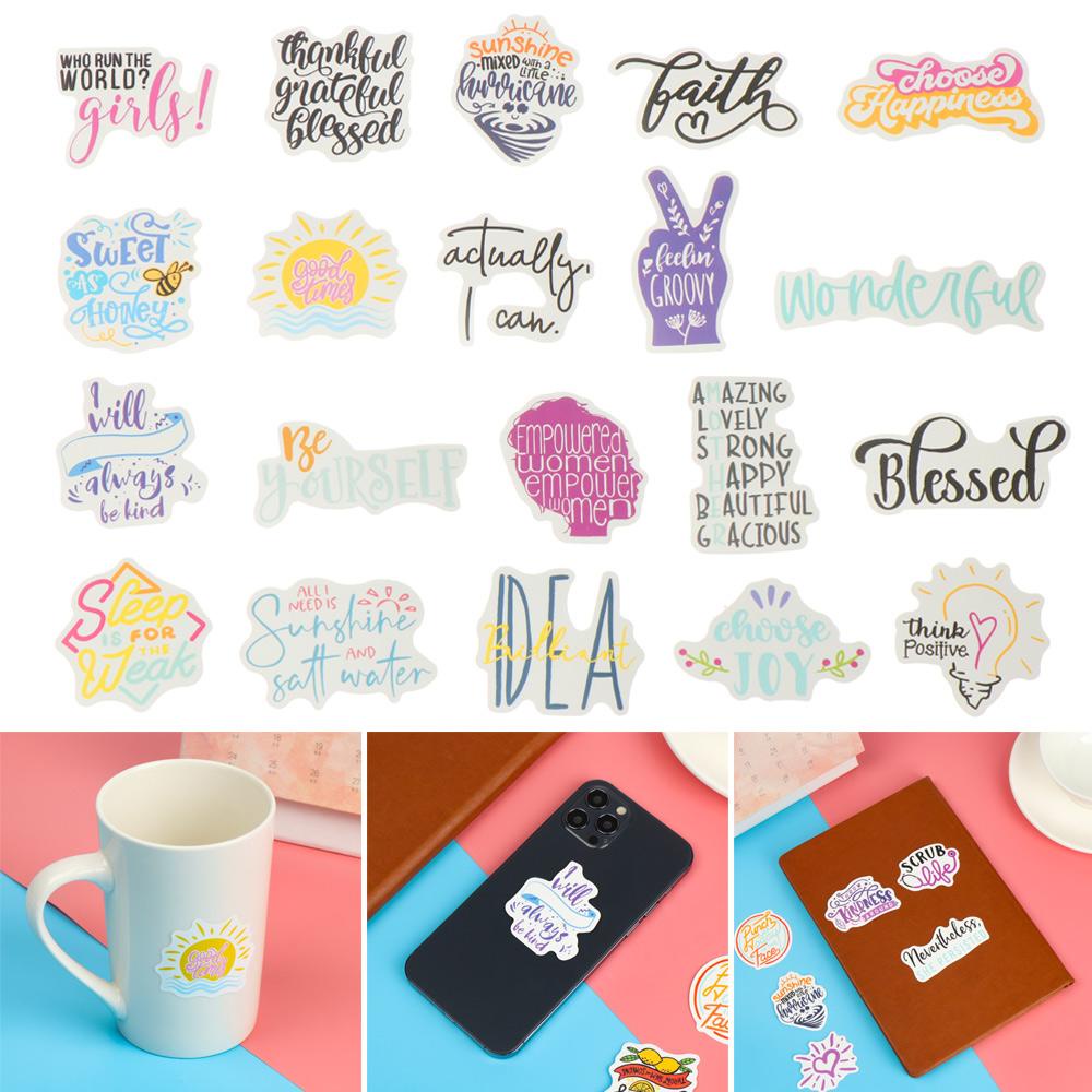 Nanas 50pcs Ungkapan Inspirasi Stiker Notebook Laptop Scrapbooking Alat Tulis Graffiti Decal