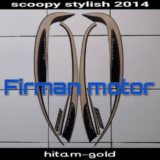 Striping stiker list body scoopy 2014 hitam-gold