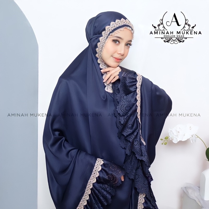 Mukena Dewasa Daily Aminah Rempel Lasercut Renda Mewah Jumbo Traveling