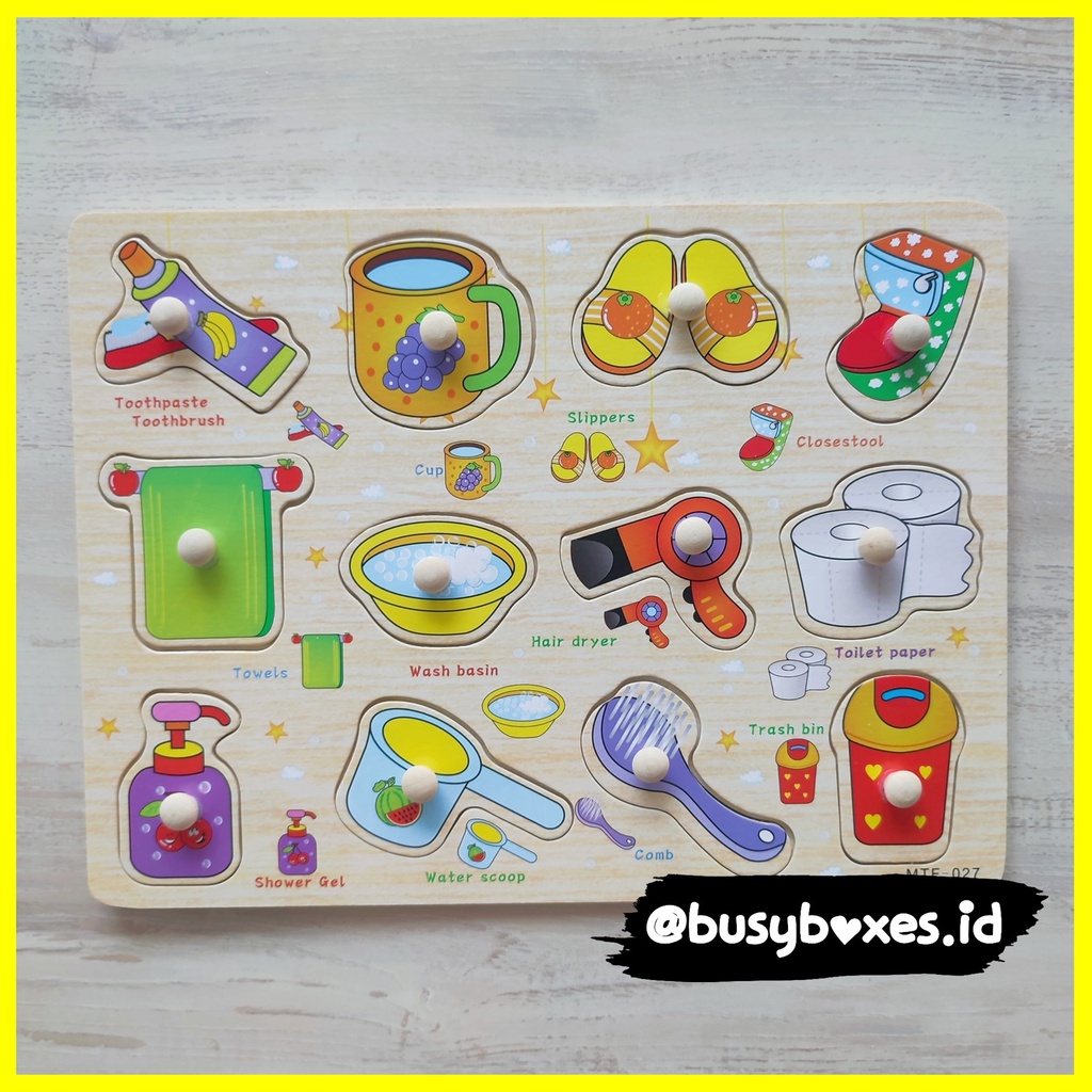 [busyboxes.id] puzzle knob kayu / wooden puzzle knob mainan edukasi puzzle perlengkapan rumah tangga