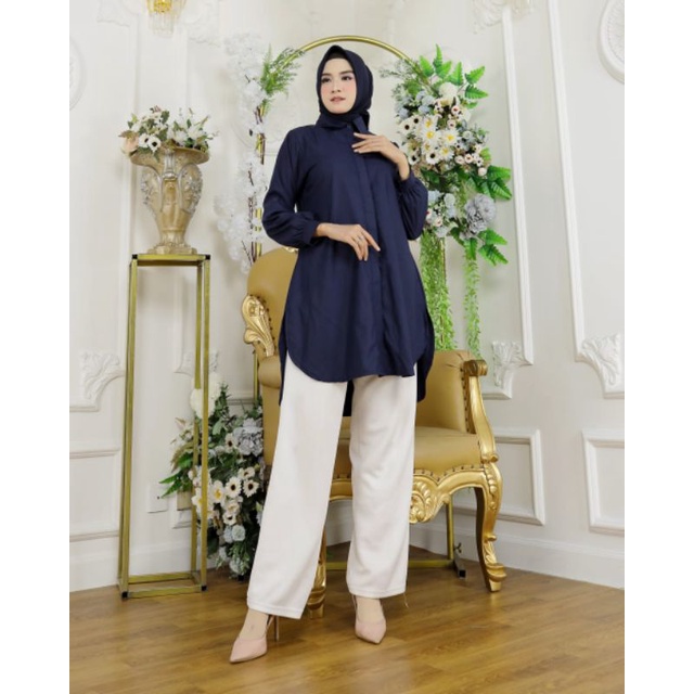 Zaja - Shirt Zamora Katun Toyobo Premium Kemeja Wanita Polos Terbaru Fashion Muslim Perempuan Tunik Zamora Simple &amp; Anggun