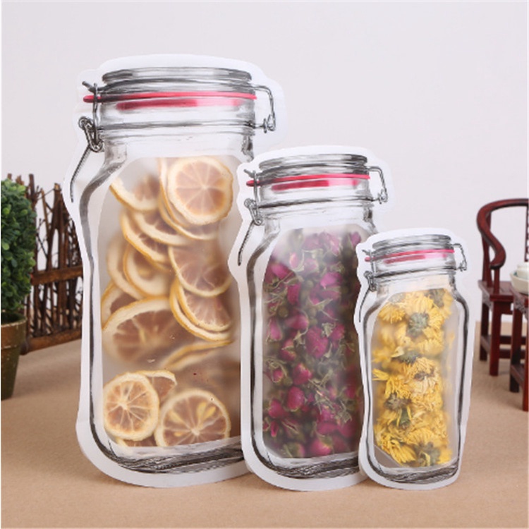 【GOGOMART】Mason Jar Kantong Plastik Klip / Toples Makanan Snack Bumbu Zipper Hemat Tempat