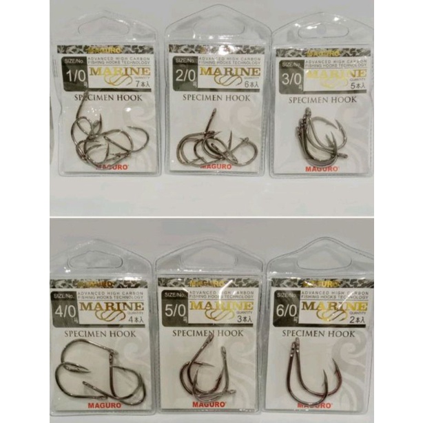 Kail Pancing Maguro MARINE SPECIMEN HOOK | High Carbon | Pilih Ukuran