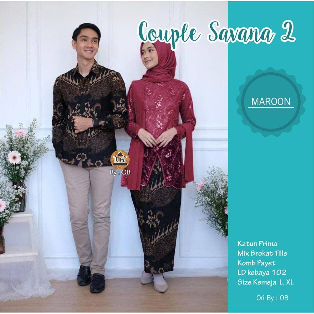 Promo Kebaya Couple Brukat mix Batik untuk Lamaran dan Wisuda Tunangan