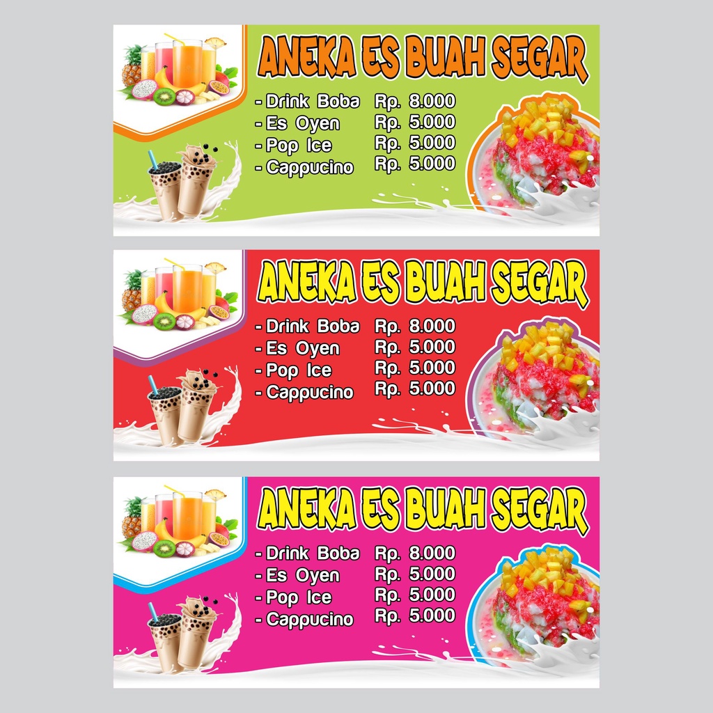 spanduk jus / SPANDUK TOKO JUS BUAH / BANNER JUS BUAH UKURAN 3 X 1 METER / PLANG TOKO JUS BUAH