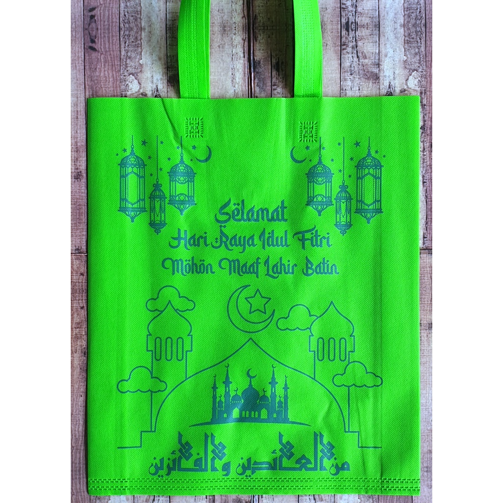 12pcs / 1lusin Tas Souvenir Lebaran 38x45 cm - Tas Parcel Handle Jumbo - Tas Spun Bond - Goodie Bag