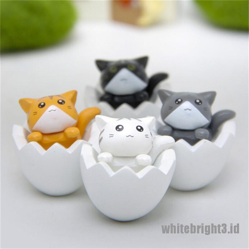 (white3) 1pc Miniatur Telur Kucing Bahan Resin Untuk Dekorasi Taman Mini / Micro Landscape