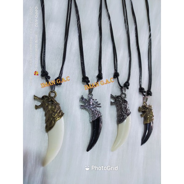 Kalung kris,kujang,taring,pisau tali import korea lembut/aksesoris kalung peria import