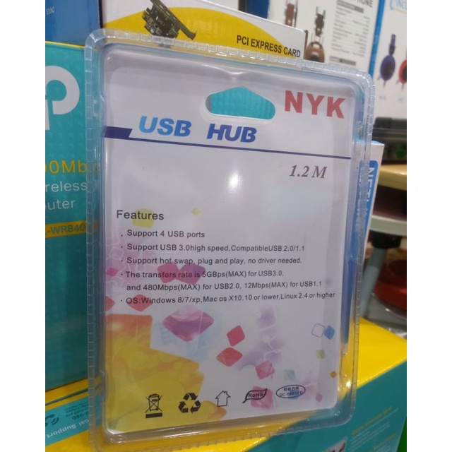 usb hub nyk 4 port v 2,0 H 08 kabel 1,2m