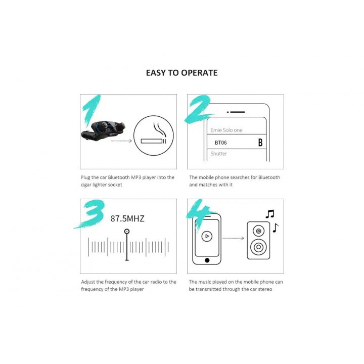 BT06 Dual USB Car Charger Handsfree Kit Bluetooth V4.0 FM-MP3 Player