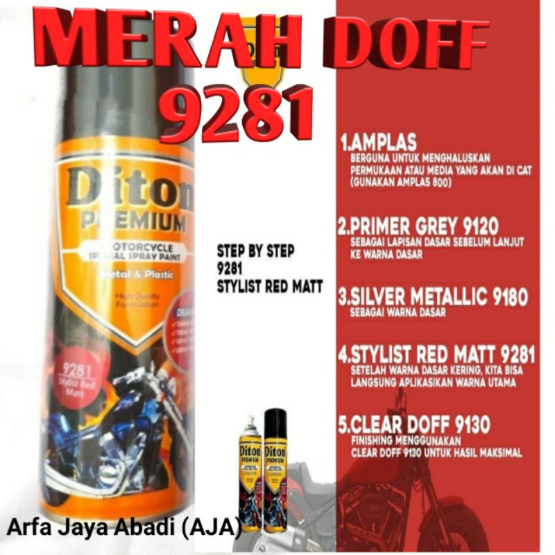 Pilox Diton Premium Stylist Red Matt 9281 Merah Doff Honda Scoopy PCX 400 Ml Cat Pilok Dof Dop