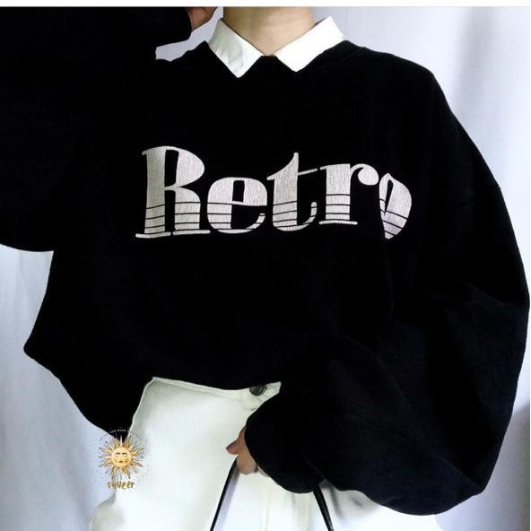 RETRO CROP OVERSIZE SWEATER WANITA FLEECE TEBAL MURAH TERBARU'