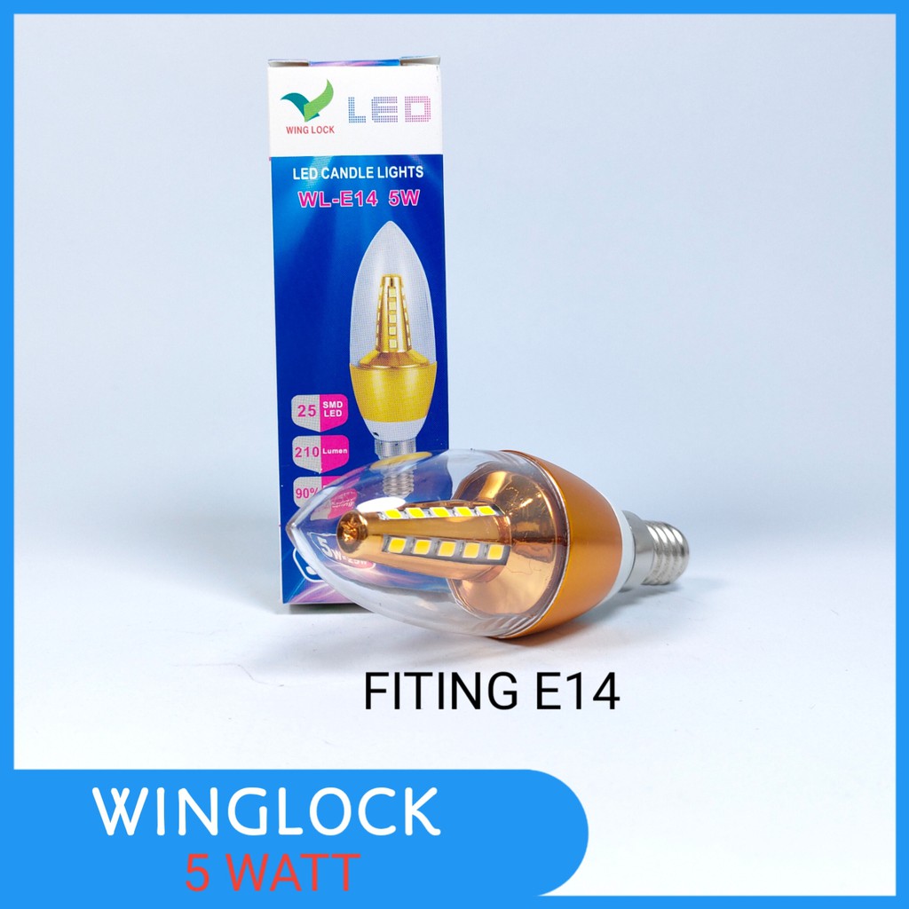 Wing Lock Lampu LED Candle 5 Watt Fiting E14 - Cahaya Putih &amp; Warm White