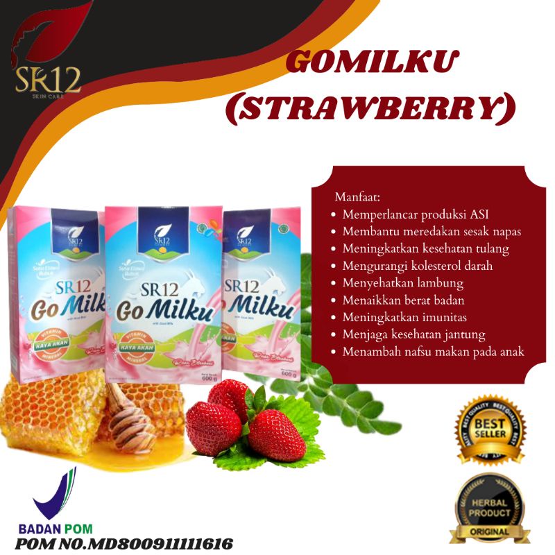 

Gomilku SR12/Susu kambing etawa/ Gomilku strawberry (200, 600gr)