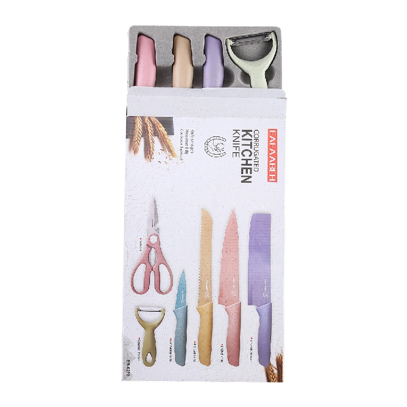 Pisau Dapur Set isi 6pcs Kitchen Knife Set Multicolor/6IN1 Pisau Set EVCRIERH Stainless Dilapis Anti