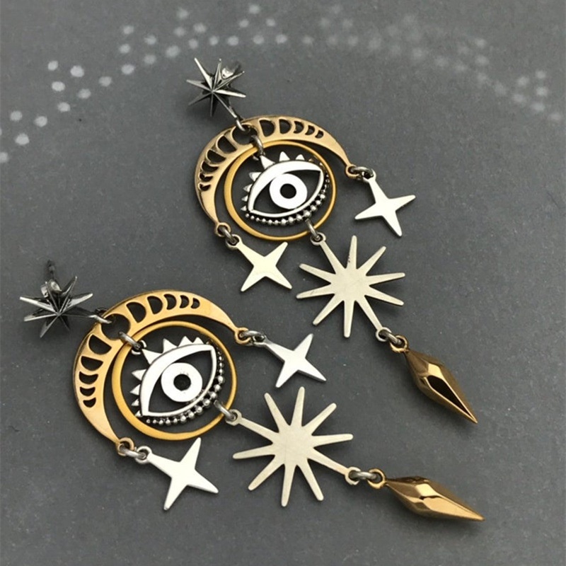 Anting Kait Gantung Bahan Alloy Desain Mata Horus Gaya Retro Untuk Wanita