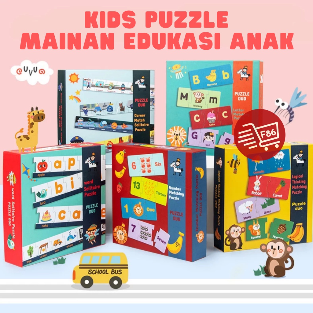 Mainan Edukasi Anak Puzzle Duo Number Matching Logical Matching Letter