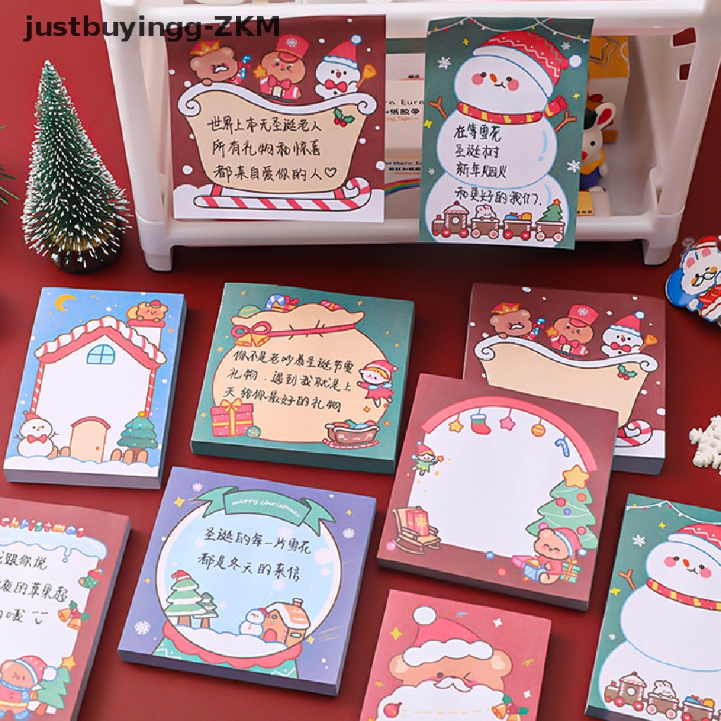 50 Lembar Sticky Notes Label Penanda Buku Desain Merry Christmas Untuk Alat Tulis Sekolah Kantor