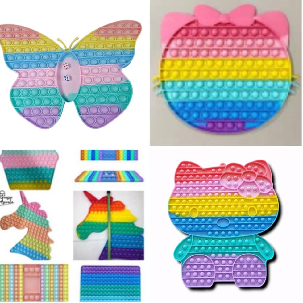 Mainan Popit Anak Rainbow SUPER Jumbo Pop It Rainbow Kotak Dadu Love Popits Fidget Toys JUMBO H28C