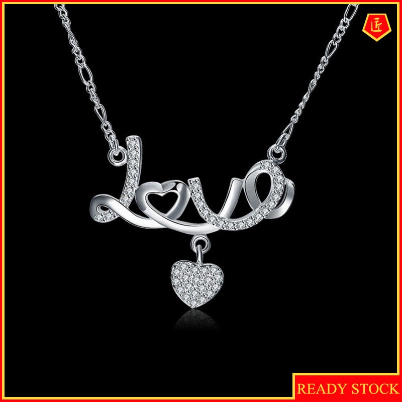 [Ready Stock]Fashion Personalized Love Pendant Diamond Love Necklace