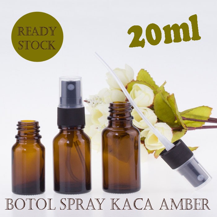 Botol Spray 20ml Sprayer Botol Kaca Amber Botol Parfum Perfume Minyak Wangi Botol Skincare Botol Per