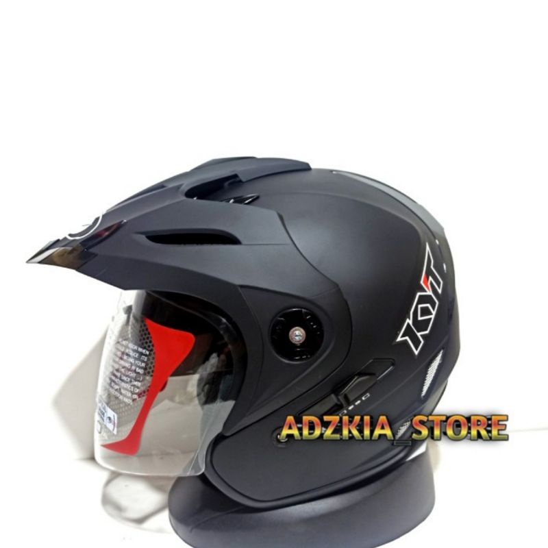 KYT VENOM RR SOLID DOUBLE VISOR/HELM HALF FACE/HITAM DOFF