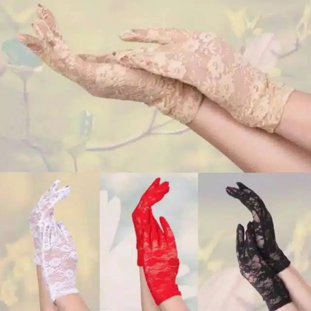 (STP-02) Sarung tangan pengantin bahan lace (STP-02) IMPORT  BRIDAL WEDDING GLOVES IMPORT