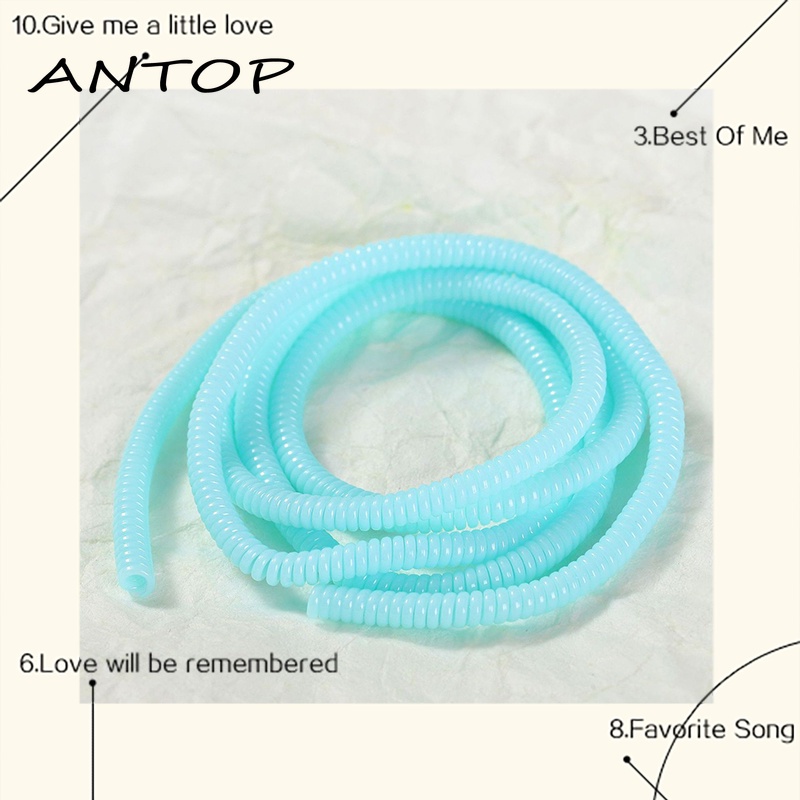 Pelindung Kabel Charger / Earphone Bentuk Spiral Panjang 60cm Warna Polos Antop