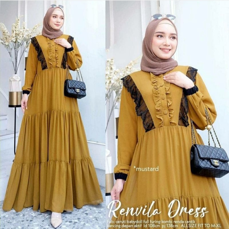 Renvilla Maxy Dress Baju Gamis Remaja Wanita Muslimah Simple Terbaru