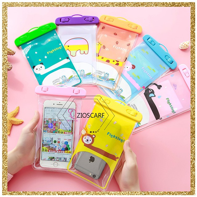 (COD) tempat hp waterproof karakter cartoon waterproof bag touch screen mx2165