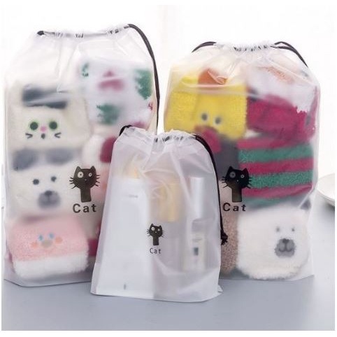 (SNAPCORNE)TAS POUCH TRAVEL CAT KUCING Serut Kosmetik Serbaguna Anti Air Waterproof Organizer Bag Import