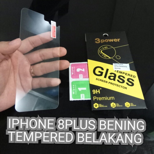 TEMPERED GLASS IPHONE 8PLUS BELAKANG / SCREEN PROTECTOR IPHONE 8+ (3POWER)