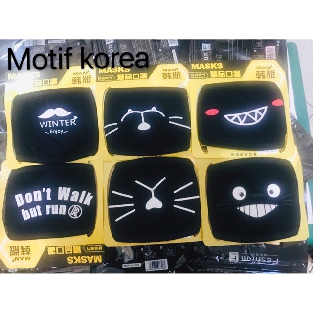 masker kain katun tebal motif korea cowok jewek bisa cuci