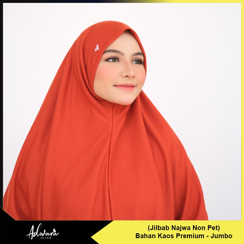 ADWARA HIJAB Jilbab Najwa Non Pet Size Jumbo Kaos Premium (Tebal dan Adem)