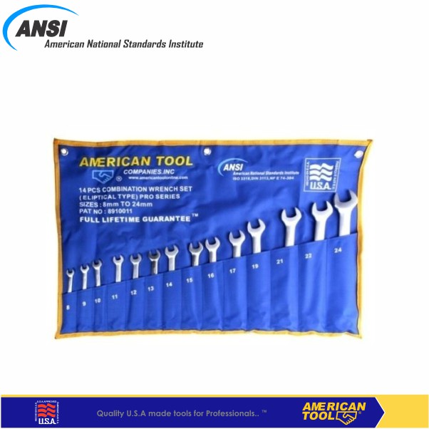 American Tool  Kunci Ring Pas Set 14Pcs 8~24mm Eliptical 8910011