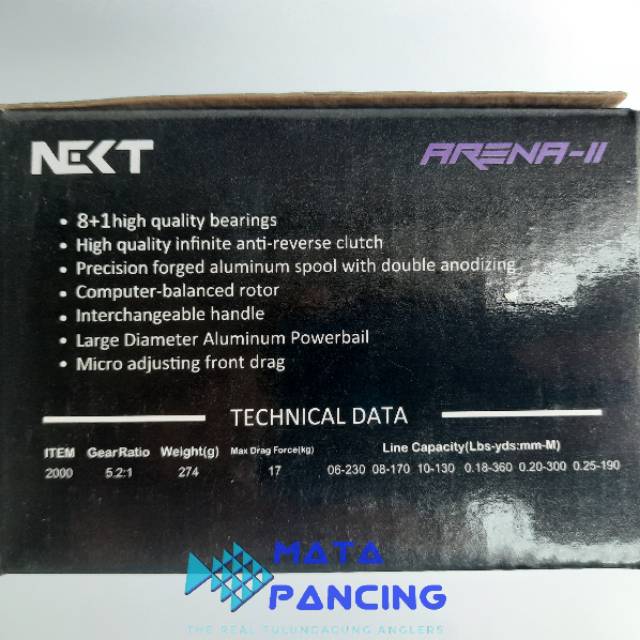 Reel pancing next arena II ukuran 1000 2000 4000 6000 aluminium spool dan putaran halus reel pancing laut dan air tawar