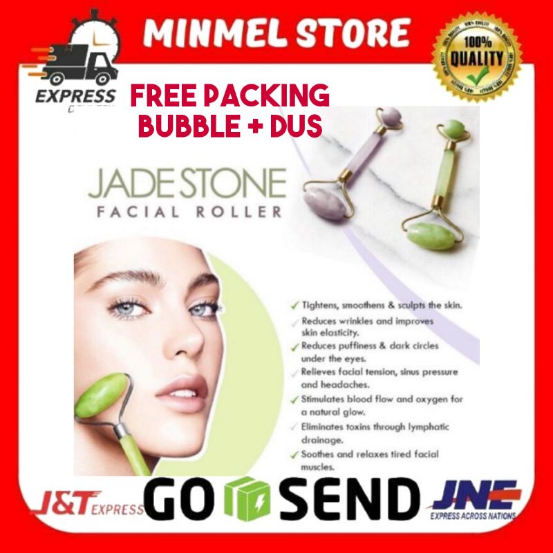Roller Jade Guasha Gua Sha Alat Pijat Wajah Muka Facial Roller Ganda