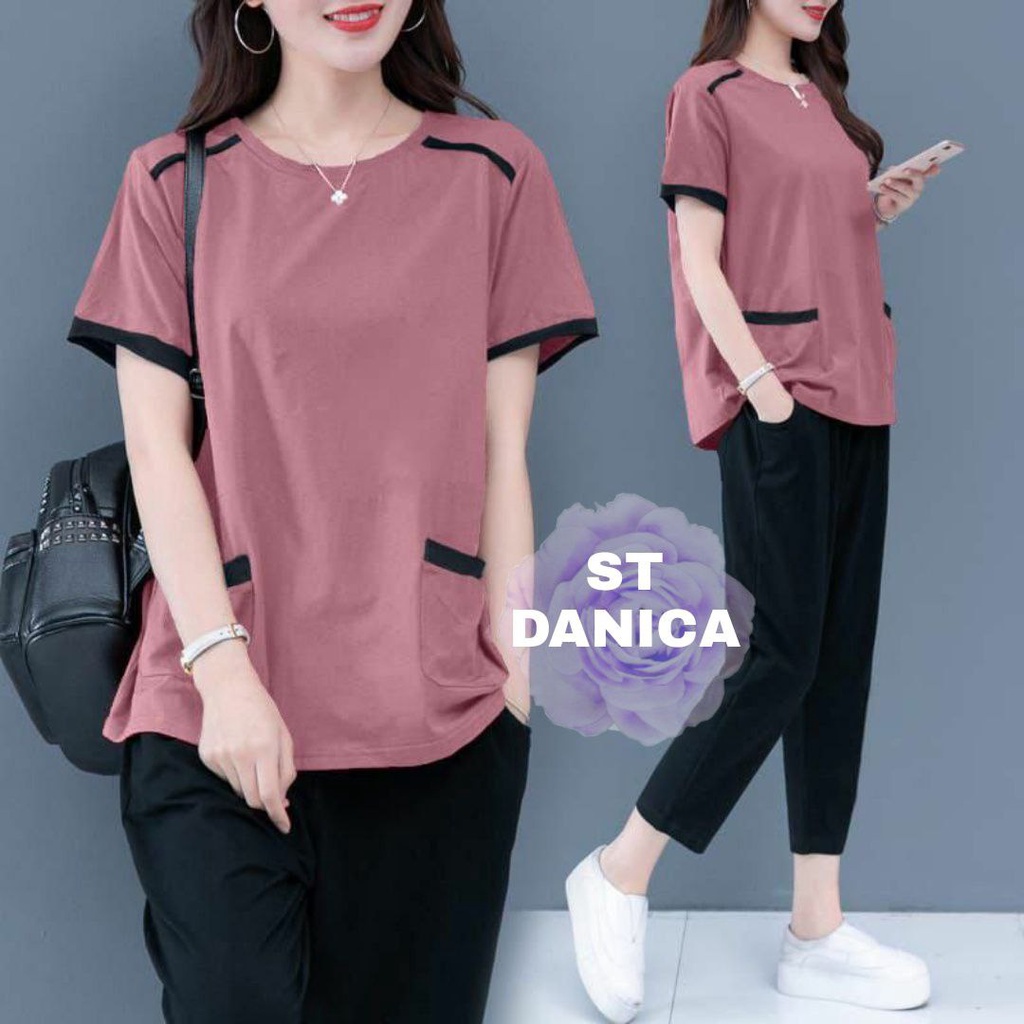 ST DANICA SETELAN FASHION WANITA LENGAN PENDEK / SET TERLARIS TERBARU / SET PESTA BAJU CELANA