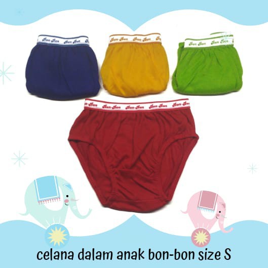 CD / celana dalam anak cowok karet 1-2 Tahun Bonbon Size S Karet