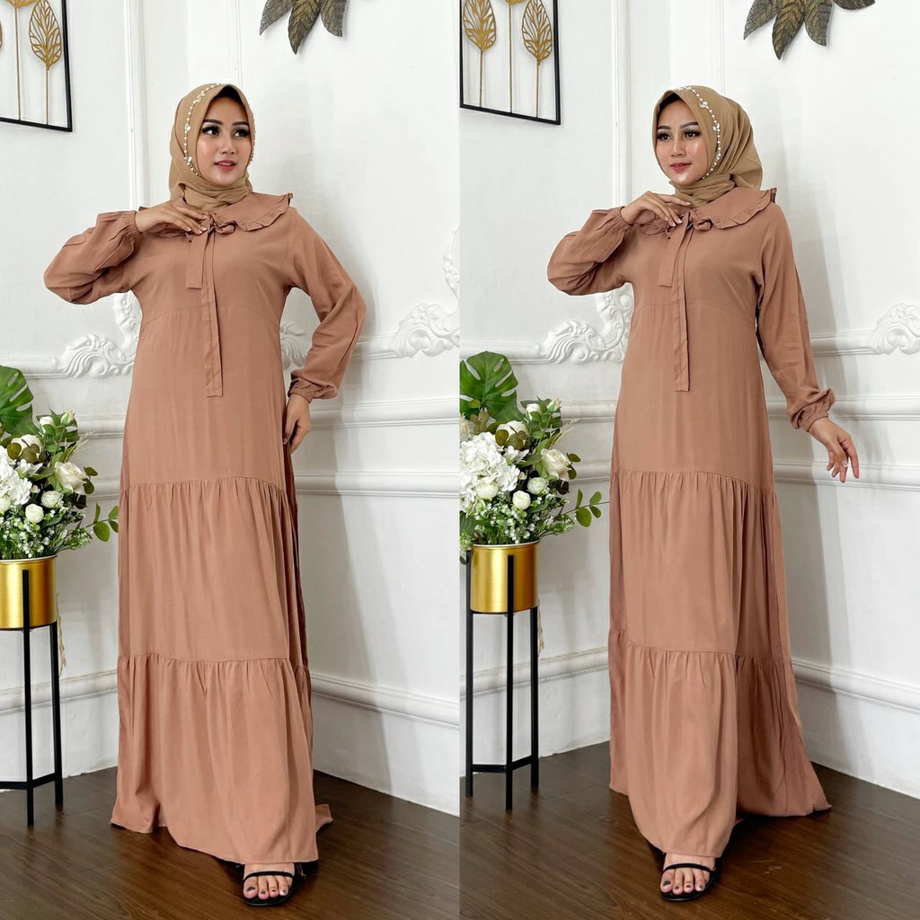 KINAN MAXY DRESS Gamis Bahan Katun Twill Korean Dress