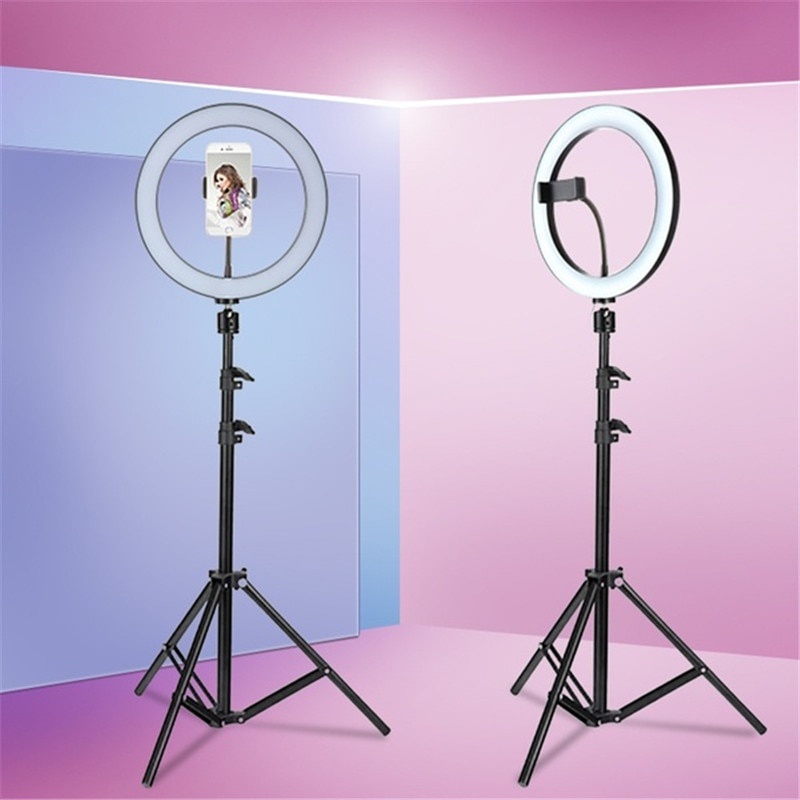 TaffSTUDIO Lampu Halo Ring Light Kamera 120 LED 24W 26cm with Smartphone Holder - RL-22