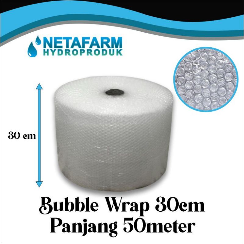 Bubble Wrap Hitam / Putih Lebar 30 cm Panjang 50m ( 1 Roll ) bubblewrap bening dan hitam