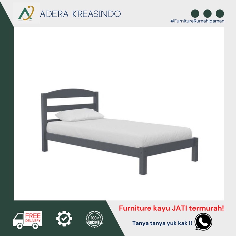 Ranjang single kayu / divan kayu jati / tempat tidur kayu