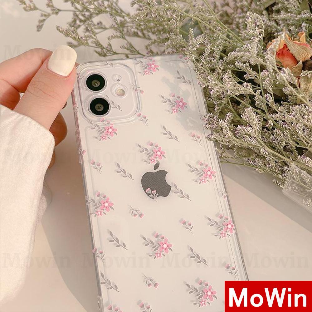 iPhone Case Silicone Soft Case Clear Case High Quality TPU Thickening Camera Full Coverage Protection Shockproof Case Pink Floral Flower Simple Style For iPhone 13 Pro Max iPhone 12 Pro Max iPhone 11 Pro Max iPhone 7 Plus iPhone XR XS MAX Max 7/8/S Pro