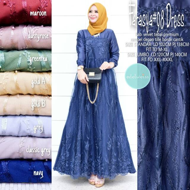 Dress Muslim Jumbo xxxl Farasya Dress #98 Gamis Kondangan BigSize Ld 130cm Gamis Brukat Jumbo Gamis Lebaran Terbaru Dress Muslimah Gaun Pesta Gamis Seragam Pernikahan Outfit Bridesmaid Gamis Broklat Terbaru Outfit Kondangan Terbaru Gamis Warna Putih