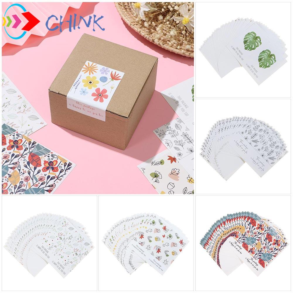 

(HNR)CHINK 50PCS/Pack Gift "This Package Is Happy To See You Too" Wedding Flower Printed Seal Stickers For Small Business Rectangle Parcel Decor Party Supplies Greeting Labels