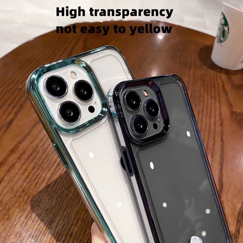 Metal shockproof transparent case iphone 11 pro max 13 12 pro max Xs XR premium luxury simple acrylic case