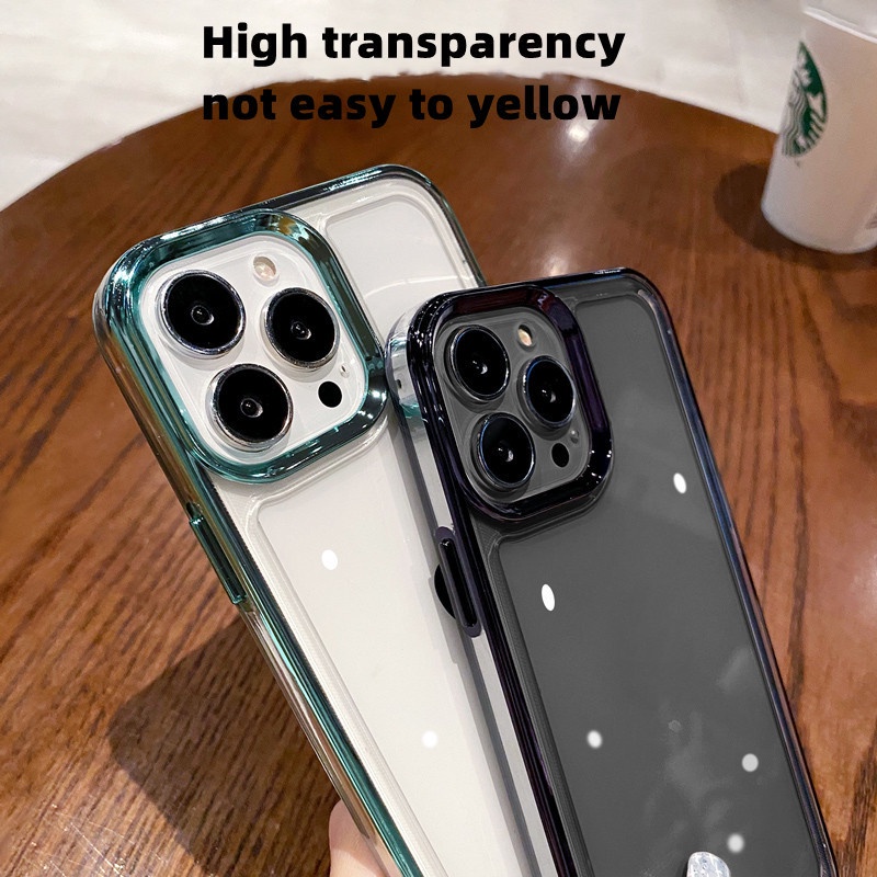 Premium luxury transparent shockproof case iphone 11 pro max 12 13 pro max X/Xs max XR acrylic metal protective phone case