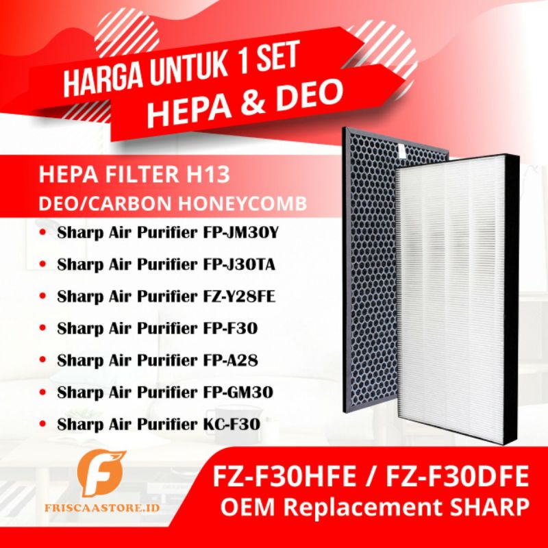 NAUTIC - Compatible Hepa filter sharp FZ-F30HFE buat FP-J30TA / FZ-Y28FE / FP-F30L-H / FP-F30TA / FPJ30LA / FPJ30LB / FU-A28E-W / FP-F30Y / FP-F30 / FP-GM30 / KC-F30 / FP-J30 / FP-JM30Y